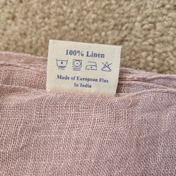 Vikolino Linen Scarf Pink European Washed Linen - Picture 6 of 7